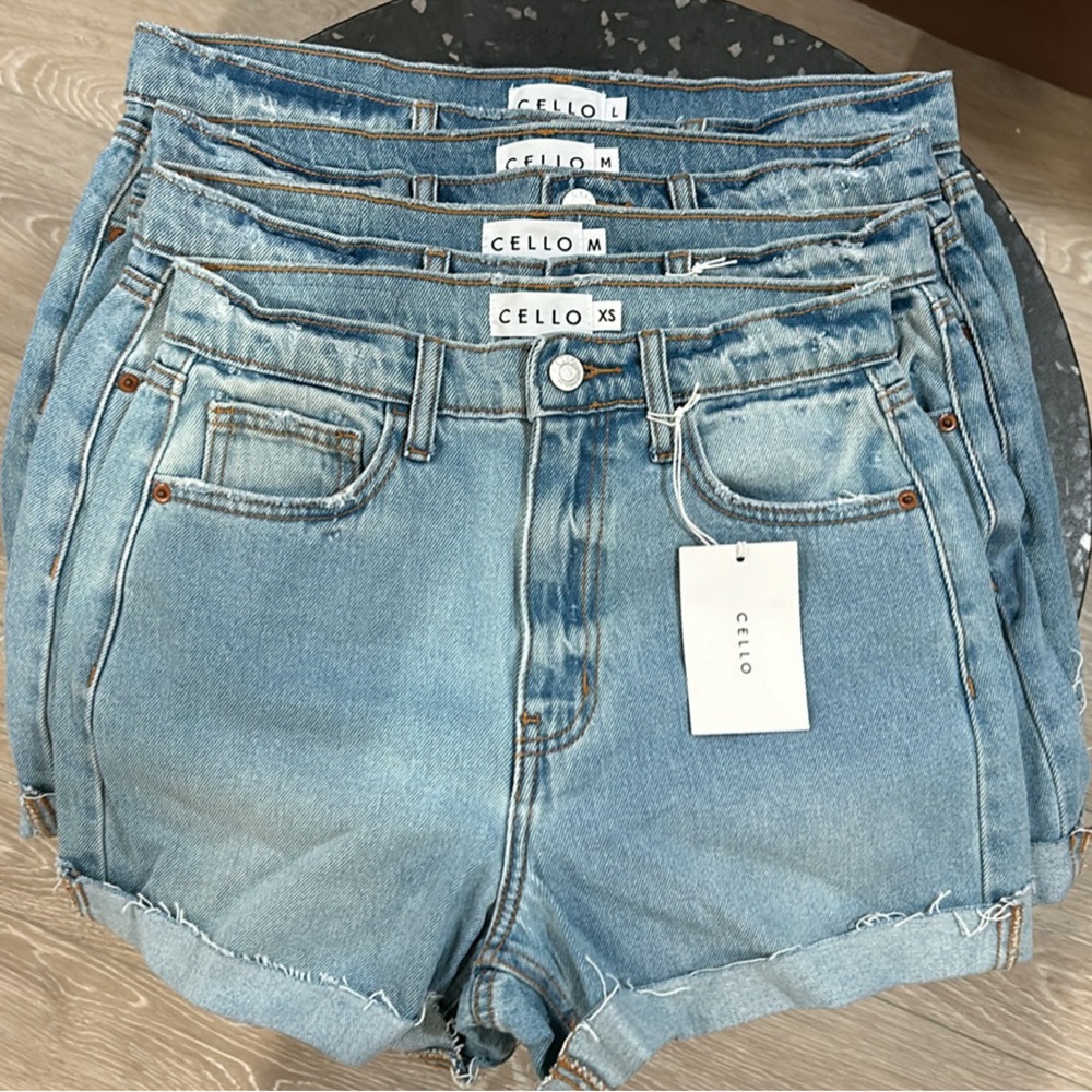 BRAND NEW! Denim Shorts, High-Rise‎ Cuffed Denim Shorts, Light Wash